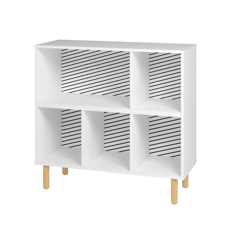 Manhattan Comfort Essex 33.66 Low Bookcase with 5 Shelves in White and Zebra 406AMC176